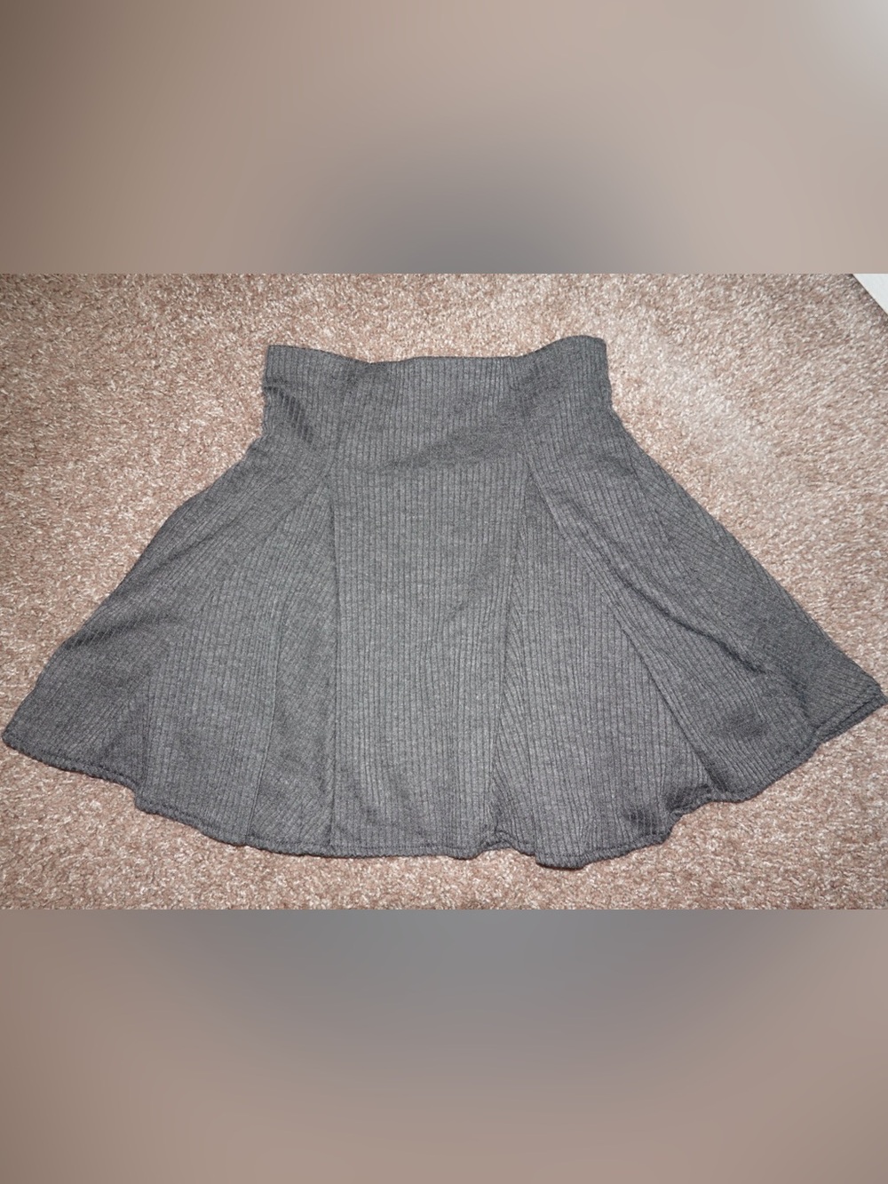 Zara Gray Ribbed Circle Skirt